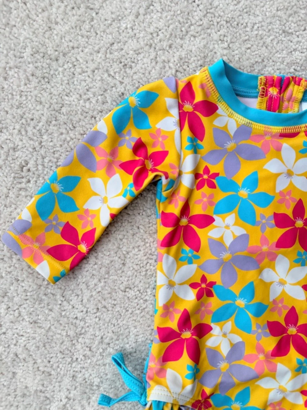 Ruffle Butts Yellow Multi Floral Long-Sleeve Rashguard - Picture 2 of 11